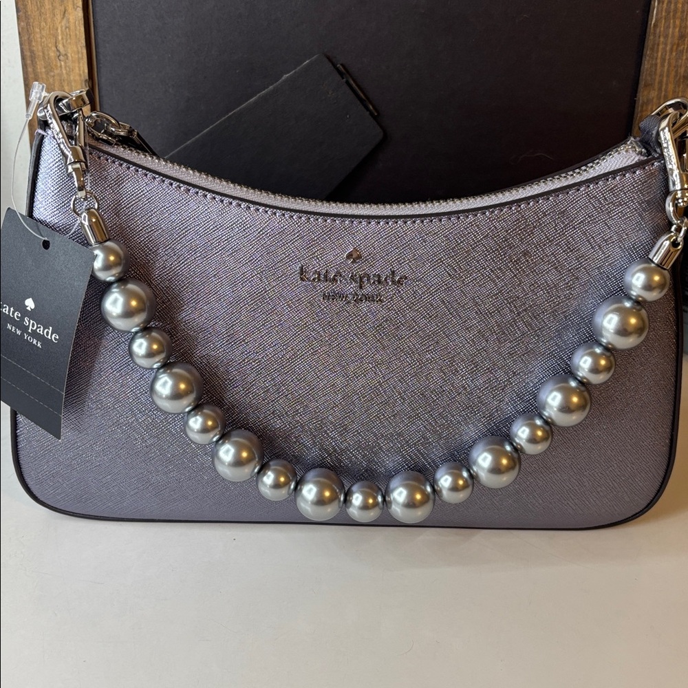 Kate Spade Silver Handbag with Pearl Accent